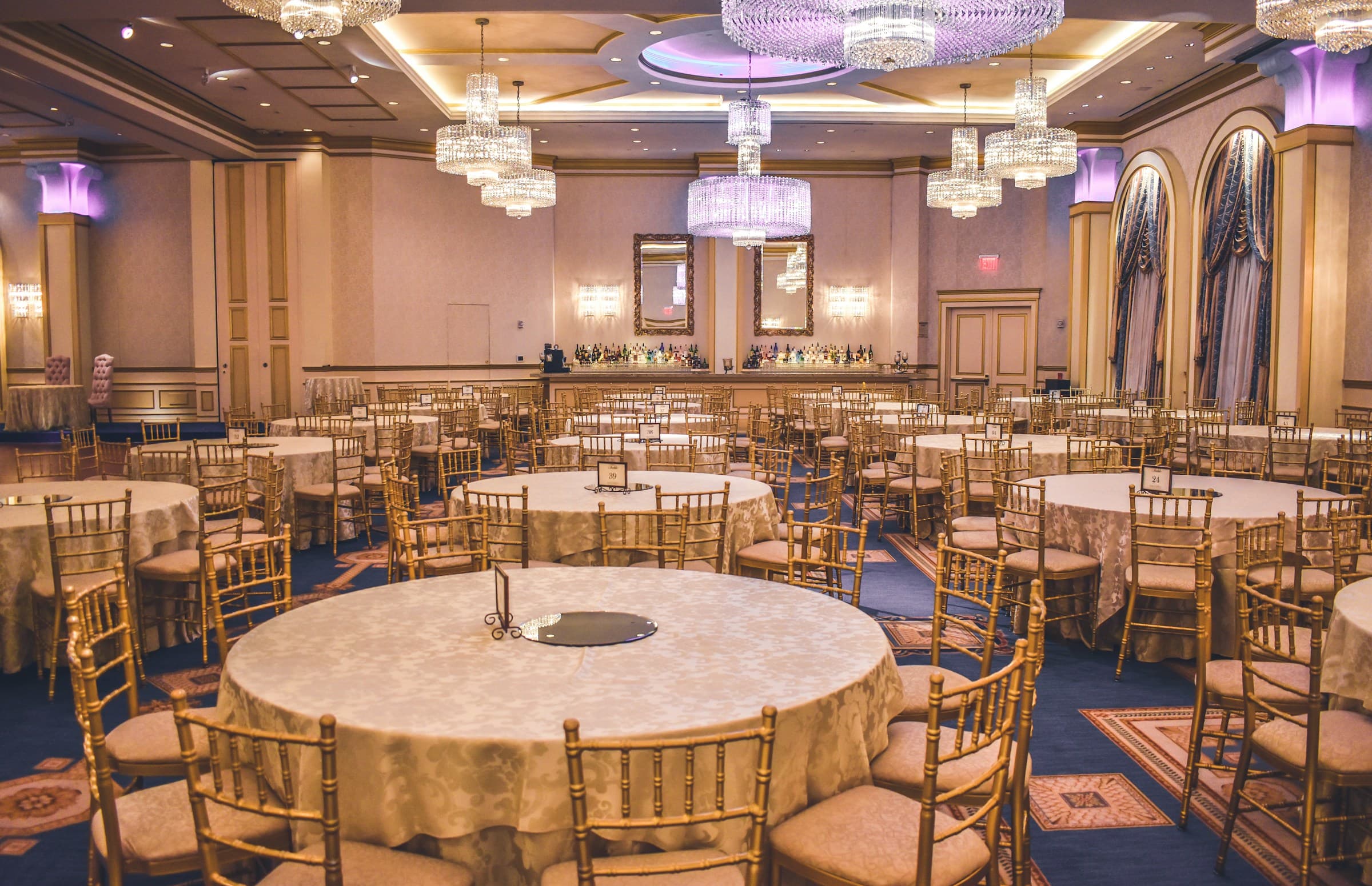 Event hall set for a formal gathering